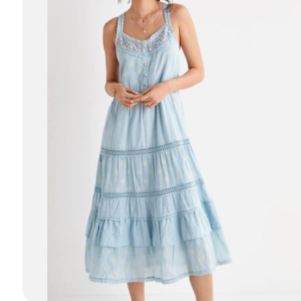 NWOT Anthropologie Light Blue Midi Dress